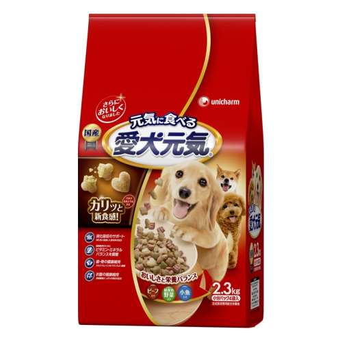 ユニ・チャーム　愛犬元気全成長段階用ﾋﾞｰﾌ・緑黄色野菜・小魚入り2.3kg