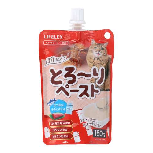 LIFELEX とろ～りペースト猫用 かつお味＆ヤギミルク 150g KNW12-0477