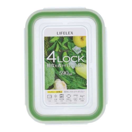 LIFELEX ４点ロック保存容器 パッキン一体型　５９０ｍｌ　製造元：アスベル(ＡＳＶＥＬ)株式会社