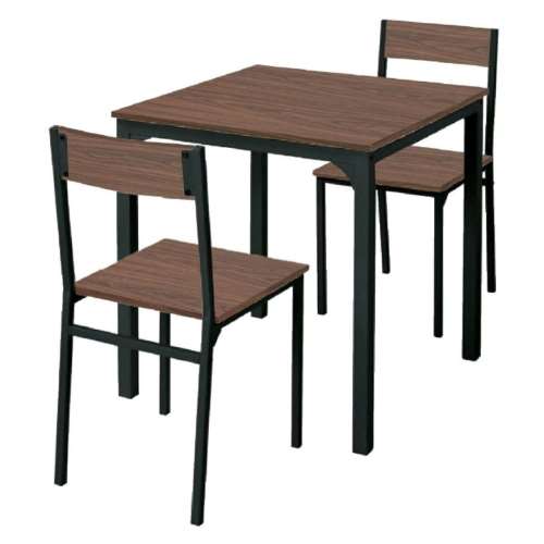 LIFELEX ２人掛け用テーブル＆チェア３点セット　ダークブラウン／ブラック