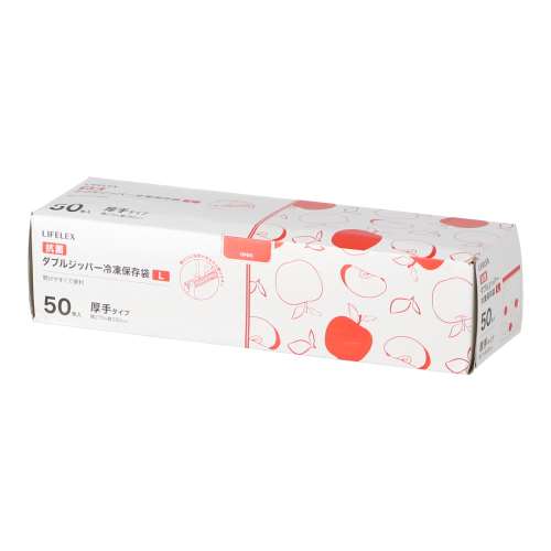 LIFELEX　抗菌ダブルジッパーバッグＬ厚手　５０枚入　２７２８‐００７Ｗ　透明