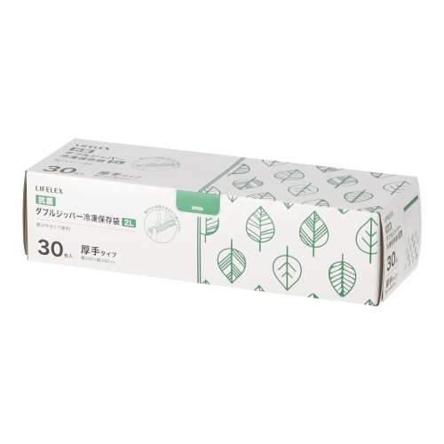 LIFELEX　抗菌ダブルジッパーバッグ２Ｌ厚手　３０枚入　２４３４‐００７Ｗ　透明