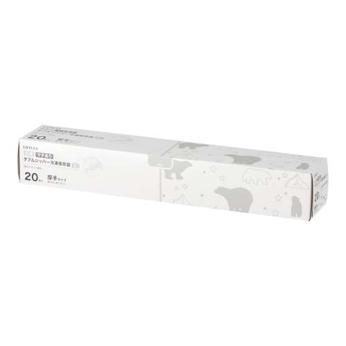 LIFELEX　抗菌マチ有りダブルジッパーバッグ３Ｌ厚手　２０枚入　３８３３‐０１２‐００７Ｗ　透明