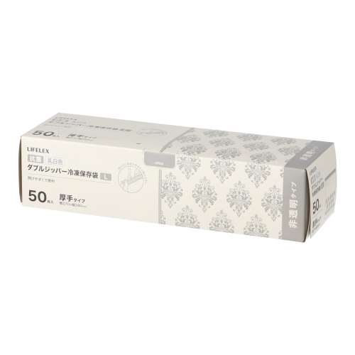LIFELEX　抗菌カラーダブルジッパーバッグＬ厚手　５０枚入　２７２８‐００７ＮＣＷ　白