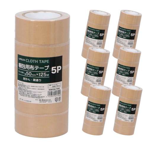 LIFELEX 梱包用布テープ　ＢＥ　５０ｍｍ×２５Ｍ　５Ｐ　ＫＯＲＹ０４‐７０４５　×６個セット