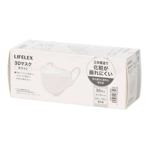 LIFELEX　３Ｄマスク　ホワイト　３０枚入　ＫＯＫ１９‐３４０３