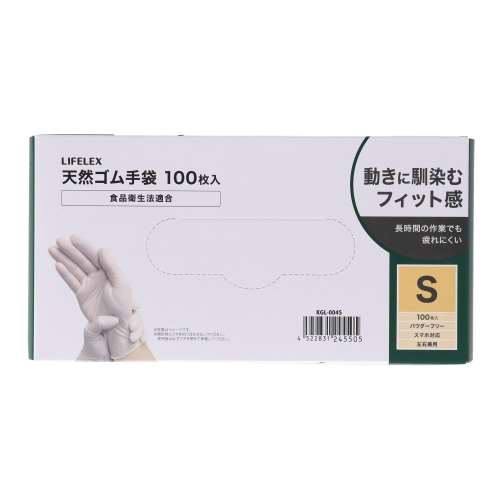 PROACT 天然ゴム手袋　Ｓサイズ　１００枚入