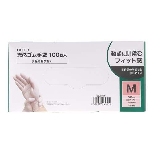 PROACT 天然ゴム手袋　Ｍサイズ　１００枚入