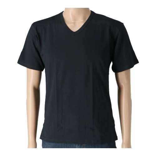 LIFELEX　綿天竺Ｖ首インナー　２Ｐ　ブラックＬ