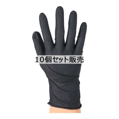 ※※PROACT　極厚ニトリルディスポグローブ　５０枚入り　Ｍサイズ　ブラック　×１０個セット
