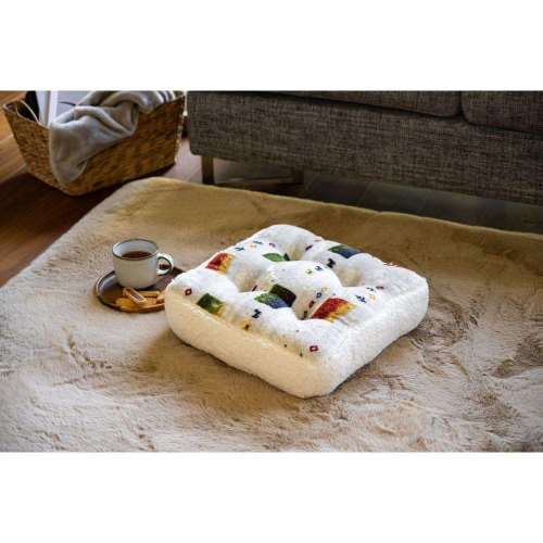 LIFELEX　マチ付きクッション　ギャベ３　３８×３８×１０グレー