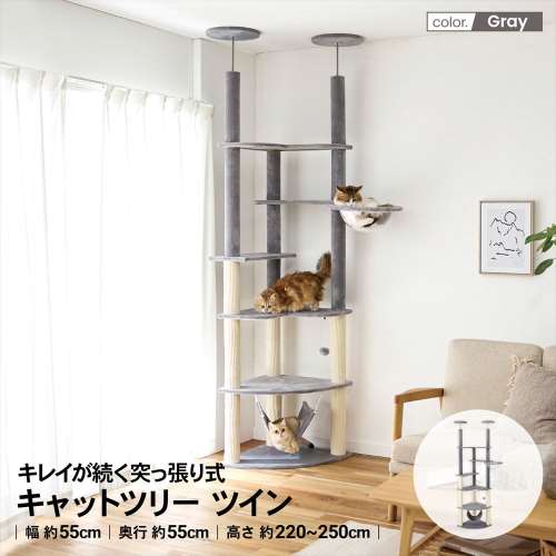 LIFELEX　キレイが続く突っ張り式キャットツリー　ツイン　ＪＳ０８