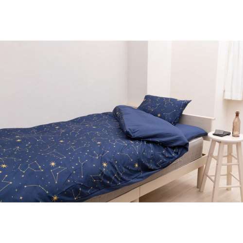 LIFELEX 制菌防臭寝具６点セット　シングル　星座　ネイビー