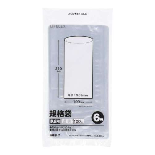 LIFELEX　規格袋６号　１００枚入　１０２１‐００２‐　１００