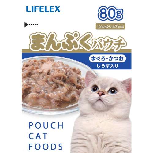 まんぷくパウチ　まぐろ＆かつお味　しらす入り　８０ｇ