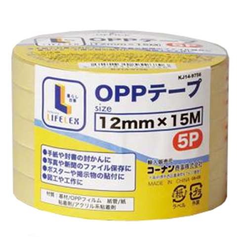 ＯＰＰテープ　５巻パック　１２ｍｍ×１５ｍ