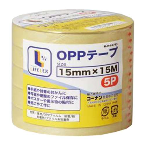 ＯＰＰテープ　５巻パック　１５ｍｍ×１５ｍ