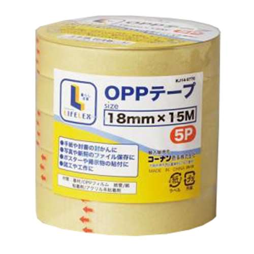 ＯＰＰテープ　５巻パック　１８ｍｍ×１５ｍ