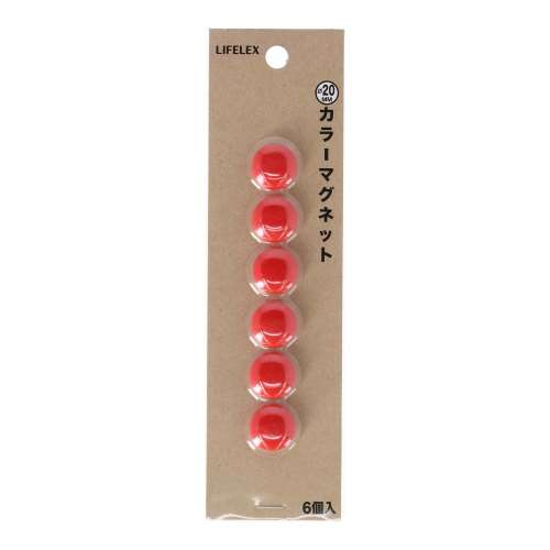 カラーマグネット　赤　２０ｍｍ　６個入り　Ｍ００２Ｒ