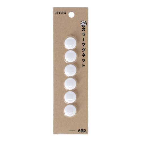 カラーマグネット　白　２０ｍｍ　６個入り　Ｍ００２Ｗ