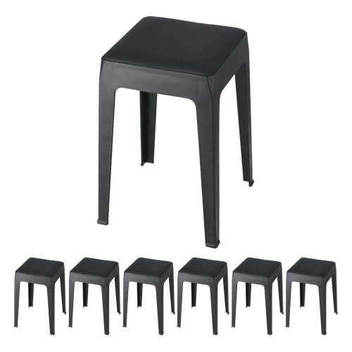 LIFELEX 積み重ね出来るクッションスツール BK 3333-46　×6個セット