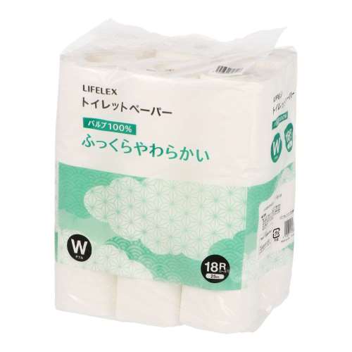 LIFELEX　トイレットペーパー　１８Ｒ　パルプ　ダブル２５ｍ