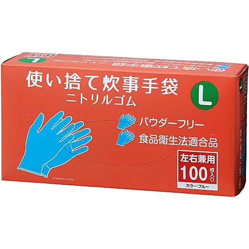 使い捨て炊事手袋　ニトリルゴム　１００枚入り　Ｌ　ＫＦＹ０５‐１１１１