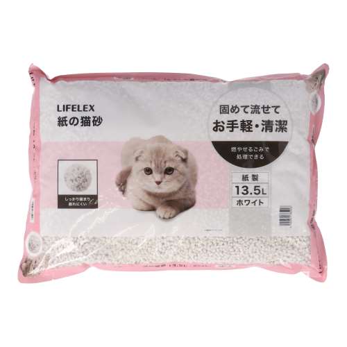 LIFELEX　紙の猫砂　１３．５Ｌ　ホワイト　ＫＮＷ１２‐５９２６
