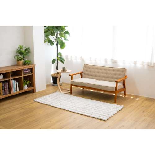 LIFELEX　もこもこラビットファータッチラグ　８０×１８５ｃｍ　グレージュ