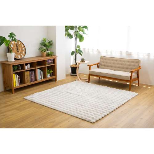 LIFELEX　もこもこラビットファータッチラグ　２００×２４０ｃｍ　グレージュ