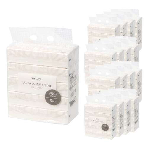 ソフトパックティッシュ　１５０組×５個　×１６個セット