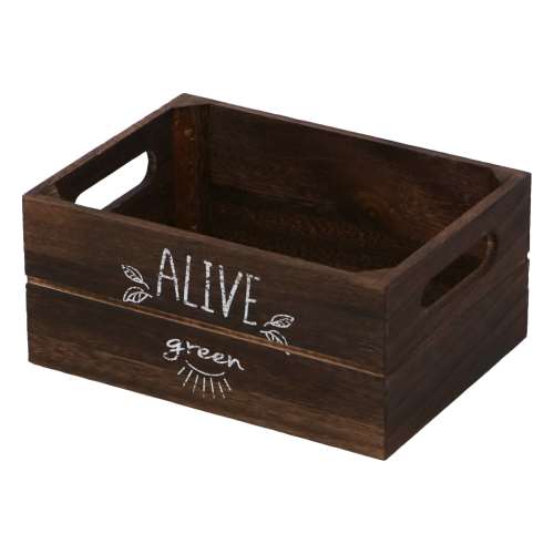 LIFELEX 取手付き木製ボックス　Ｍ　ブラウン
