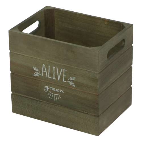 LIFELEX 取手付き木製ボックス　Ｌ　オリーブ
