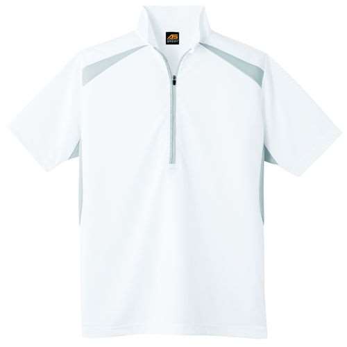 コーコス信岡(CO-COS)　半袖ハーフジップアップシャツ AS-577 SS ホワイト