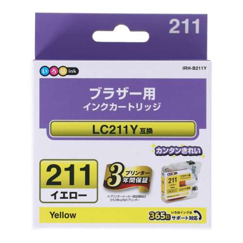 エレコム　ブラザー用互換インク　イエロー　ＩＲＨ‐Ｂ２１１Ｙ