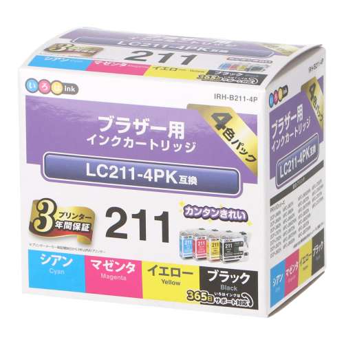 エレコム　ブラザー用互換インク　ＩＲＨ‐Ｂ２１１‐４Ｐ