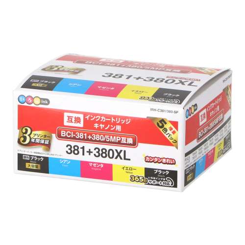 エレコム　キヤノン用互換インク　ＩＲＨ‐Ｃ３８１／３８０‐５Ｐ