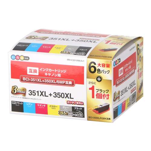 エレコム　キヤノン用互換インク　ＩＲＨ‐Ｃ３５１３５０Ｌ６＋１