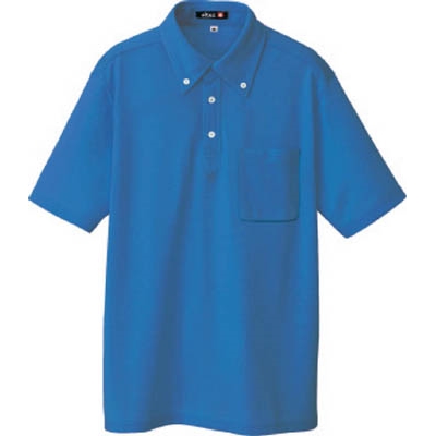 ■アイトス　ボタンダウン半袖ポロシャツ　ブルー　Ｌ　10599-006-L