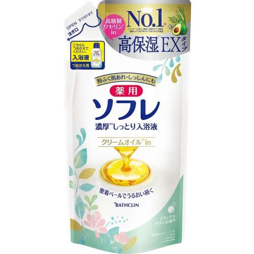 バスクリン 薬用ソフレ　濃厚しっとり入浴液　リラックスサボンの香り　つめかえ 400ml