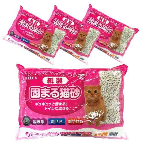 ライフレックス紙製　固まる猫砂ホワイト　17L　×３個セット
