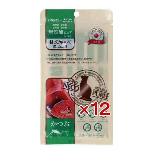 LIFELEX ネコのおやつ ねこぴゅーれ 無添加かつお 13ｇ×5パック 日本製　×12個セット