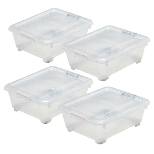 LIFELEX　フタ式衣装ケース５０浅型　コロ付き　４０５０‐１８　×4個セット