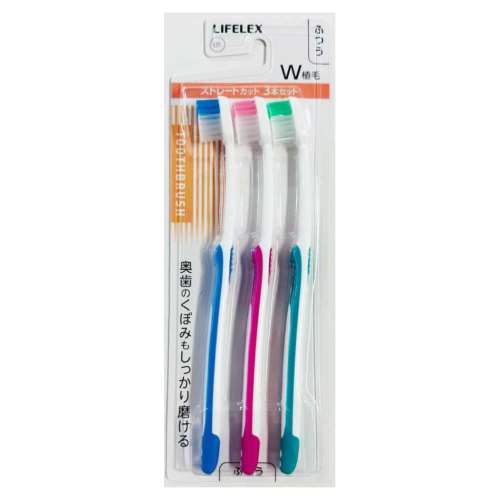 LIFELEX　ストレート歯ブラシ　ふつう３本パック