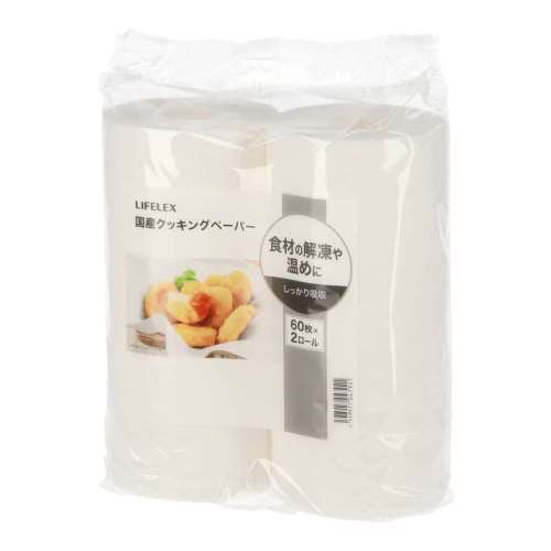 コーナンオリジナル LIFELEX　国産クッキングペーパー　６０枚巻×２ロール