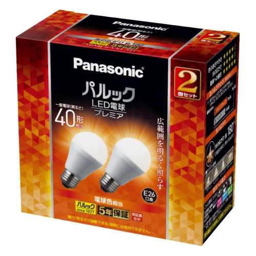 パナソニック　ＬＥＤ電球広配光４０Ｗ形Ｅ２６プレミア２Ｐ　ＬＤＡ４ＬＧＳＫ４Ｆ２Ｔ