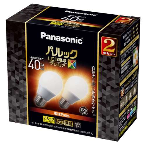 パナソニック　ＬＥＤ電球全方向４０Ｗ形Ｅ２６プレミアＸ２Ｐ　ＬＤＡ５ＬＤＧＳＺ４Ｆ２Ｔ