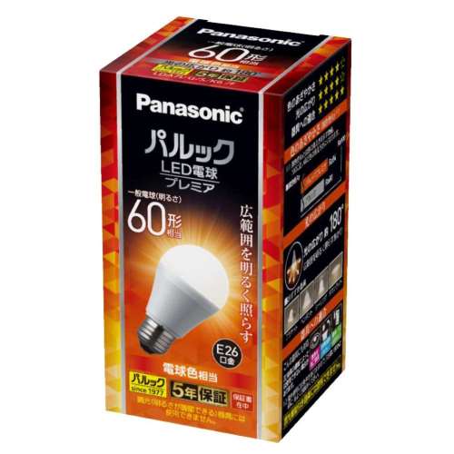 パナソニック　ＬＥＤ電球広配光６０Ｗ形Ｅ２６プレミア　ＬＤＡ７ＬＧＳＫ６Ｆ