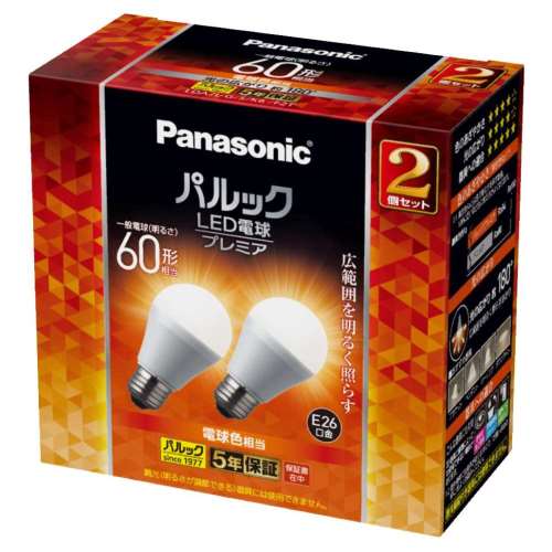 パナソニック　ＬＥＤ電球広配光６０Ｗ形Ｅ２６プレミア２Ｐ　ＬＤＡ７ＬＧＳＫ６Ｆ２Ｔ