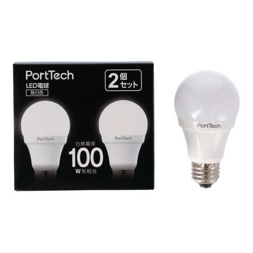 PortTech LED電球広配光100W相当 昼白色 2個セット PA100N26-2